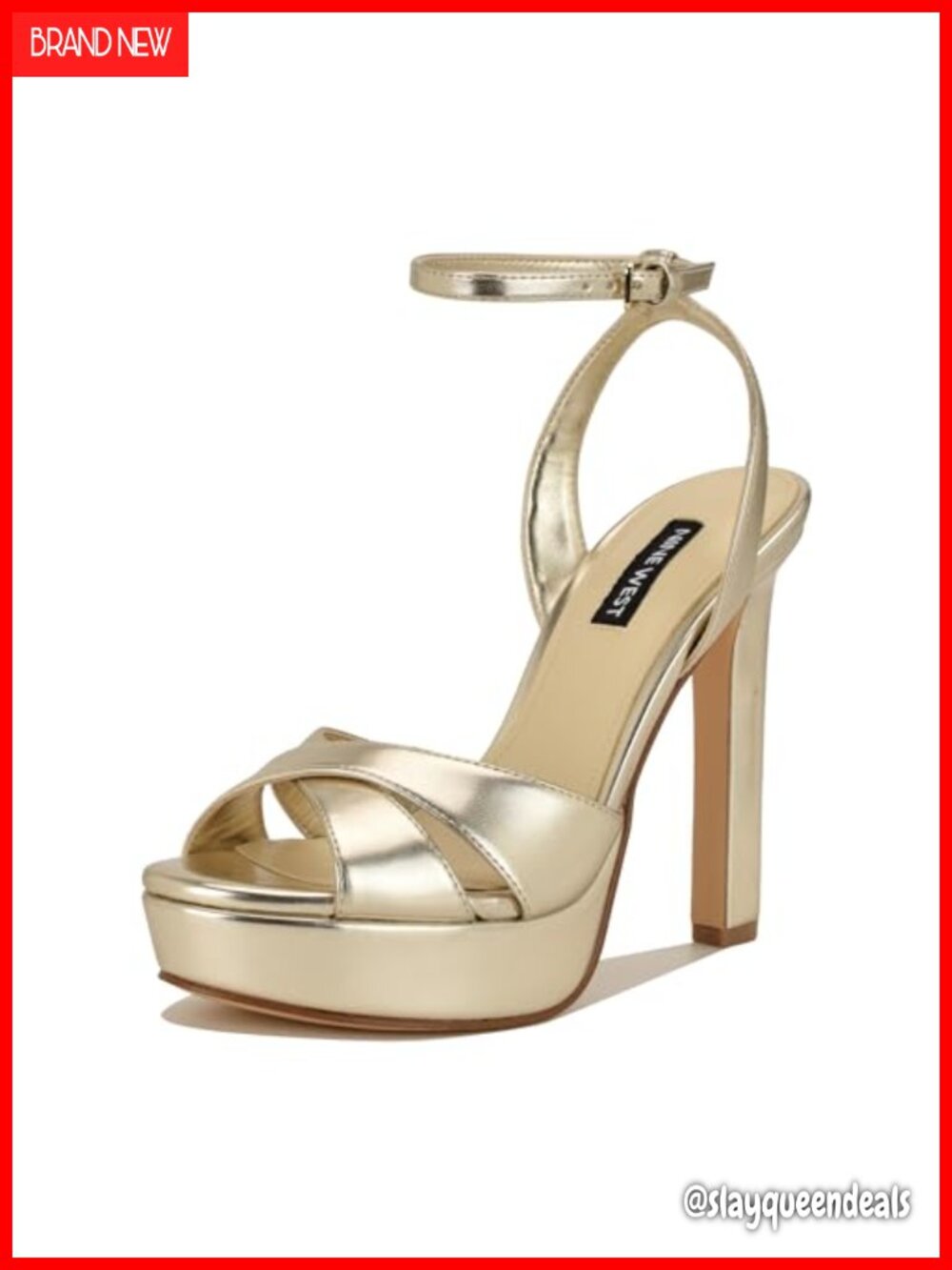 Nine West Wilda Platform Sandal Open Toe Ankle Strap Faux Leather